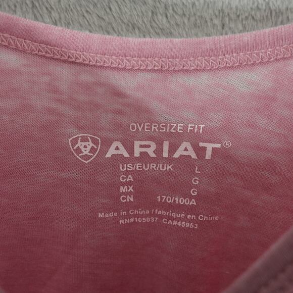 Ariat Flowy Francesca Top Nostalgia Rose Oversized Fit Split Neck Shark Bite Hem - Picture 3 of 10